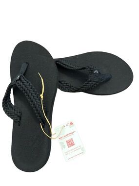 Roxy NWT Black Braided Strap Flip Flops Size 6